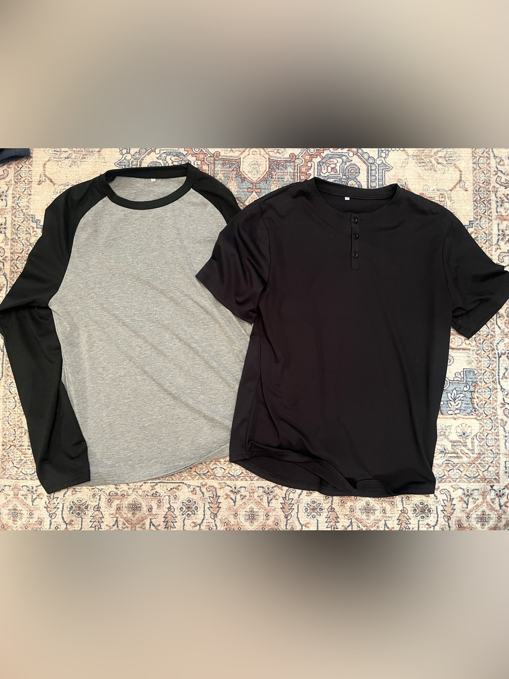 Men's Black Henley Short Sleeve Shirt